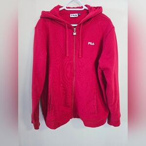 FILA COTTON HOODIE SWEATSHIRT Deep Red Cherry  Full-Zip Size XXL